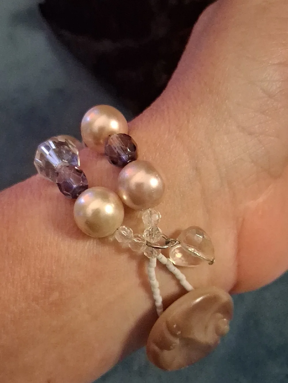 Elegant Pearl and Crystal Stretch Bracelet - Pink Pearls & Clear Crystals Sz 7.5